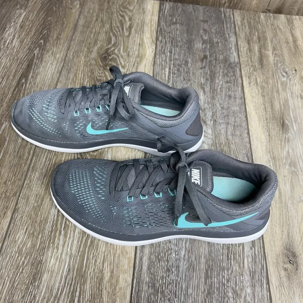 Nike Flex Women's US Size 7.5 830751-013 Gray Aqua Blue Running Sneaker Shoes